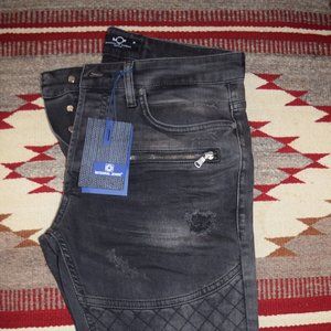 Mens Trendy Distressed Black Biker Jeans